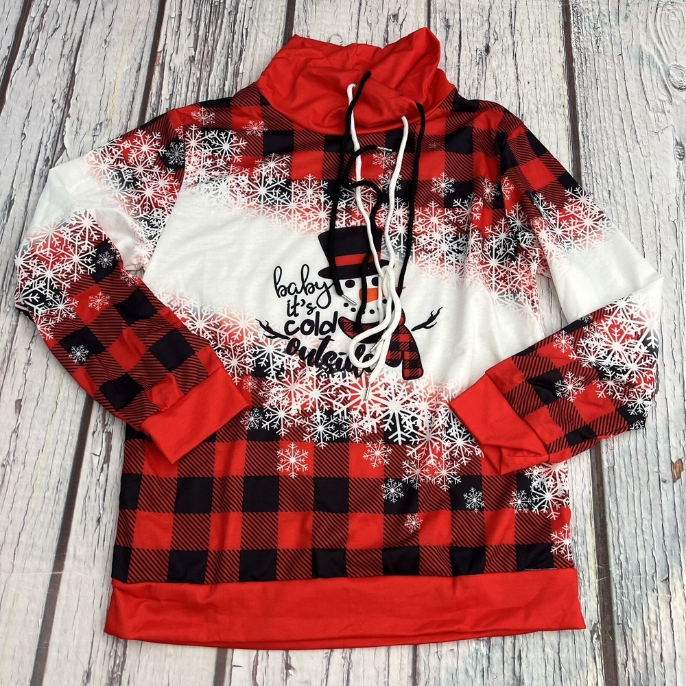 Women Christmas Wine Glass Shirt Long Sleeve "Baby it's cold outside"Logo Sz S